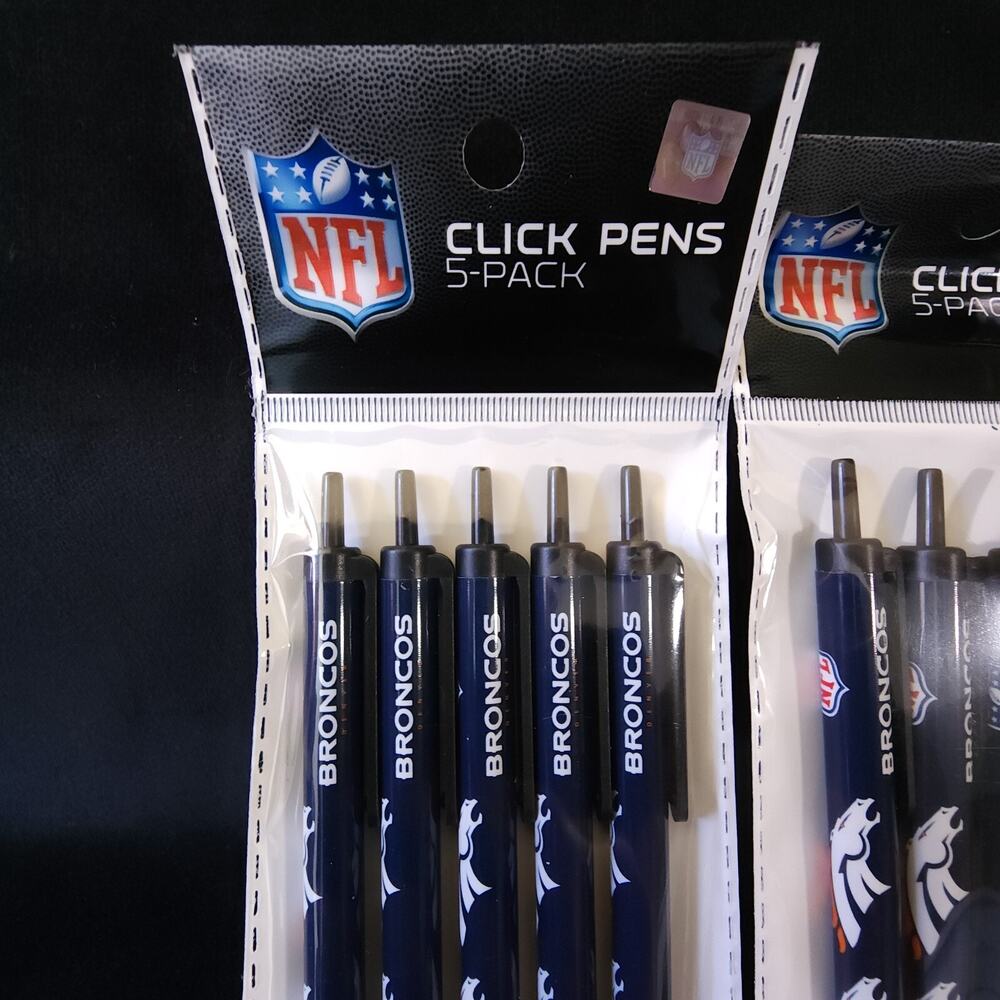 New Football Team Denver Broncos NFL Licensed Lot 10 Pack Black Ink Click Pens - Picture 2 of 4